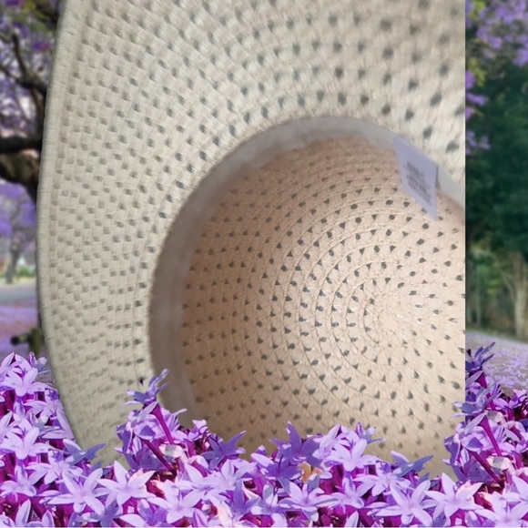 STRAW HAT Light Pink Floppy Ribbon Webbed Straw 7.5” Head Circumference - Picture 2 of 4